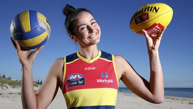 Beach volleyball star Becchara Palmer has signed for the Crows AFLW side. Picture Sarah Reed