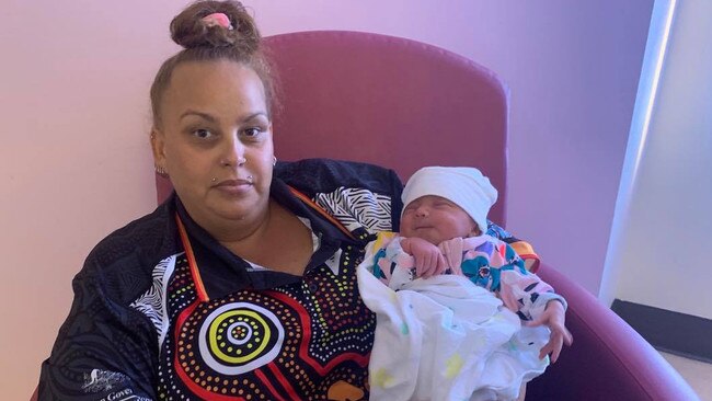 Nicole Kennedy at the Gympie Hospital Maternity Unit with her daughter Tjarli Link.