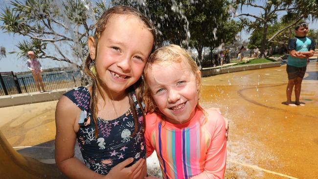 Plenty of people enjoying the water at Broadwater Parklands. Picture: Mike Batterham