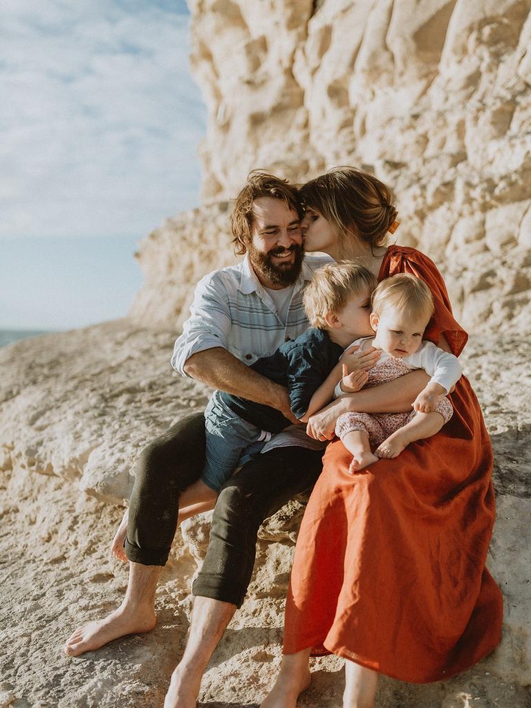 Nick with his family, wife Bec and their children, Finlay and Flora. Picture: Supplied
