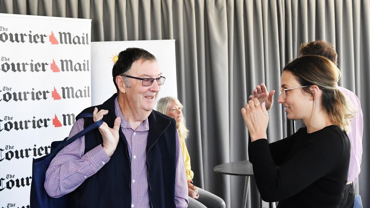 The Sunshine Coast Daily subscriber Merv Grant speaks to editor, Nadja Fleet at the regional roadshow last year. Picture: Patrick Woods