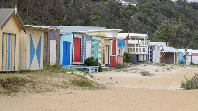 Mt Martha south beach boxes in Mt Martha. Picture: Andy Brownbill