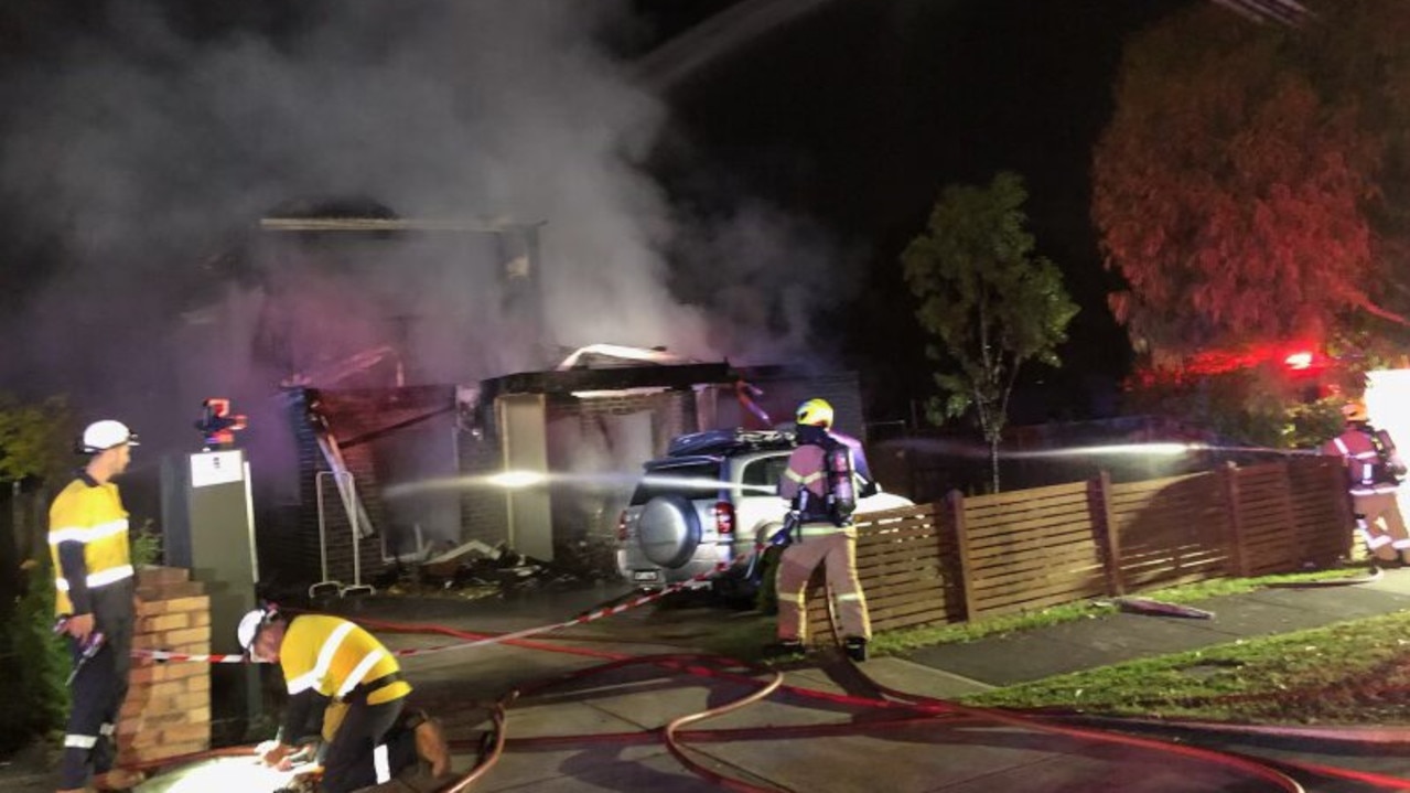 Early Tuesday morning, firefighters fought the blaze at Pascoe Vale.  A man in his 60s is in critical condition at the hospital. Photo: Fire Rescue Victoria.