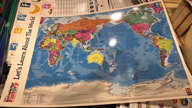 A world map on sale in Aldi stores in Sydney, which has angered the city's Ukrainian community. Picture: Supplied