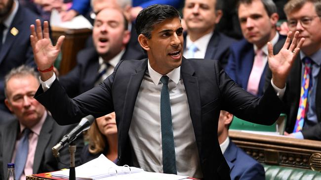 Rishi Sunak’s fate will hinge on his ability to ‘project competence and manage a large, panicked backbench’. Picture: AFP