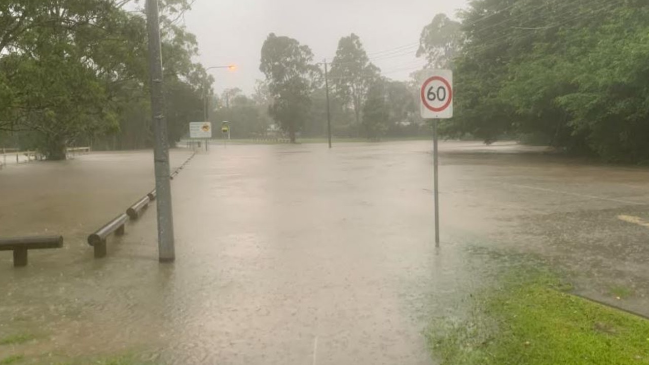 Flooding at Galleon Way at Currumbin Waters on the Gold Coast. Picture: Greg Stolz