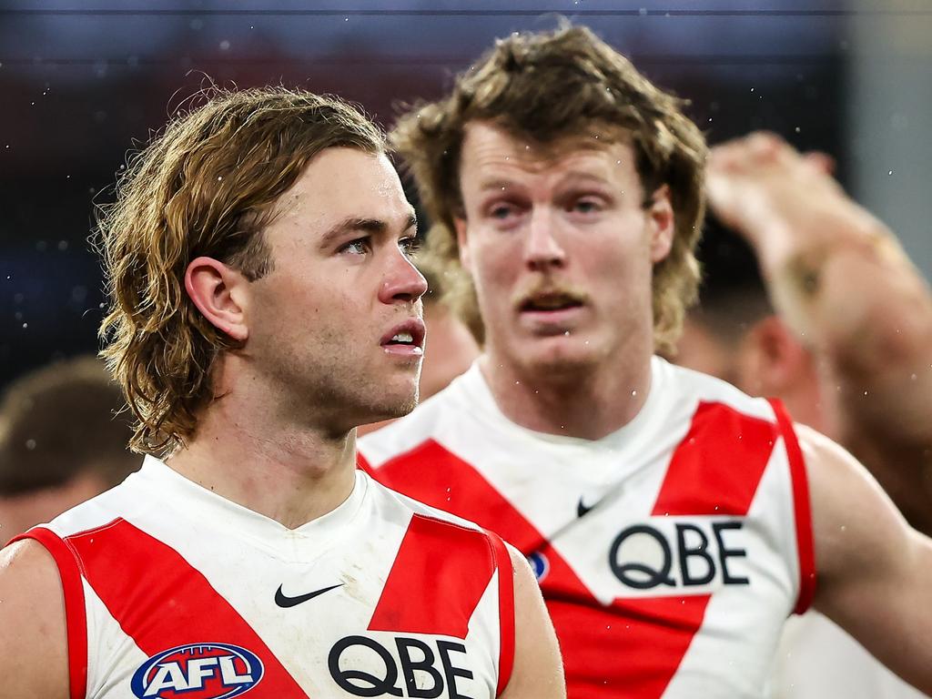 Rowbottom and Blakey have appeared in every game this year for the Swans. Picture: Dylan Burns/AFL Photos via Getty Images