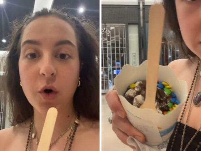 An American tourist has weighed in on one of customers’ most common gripes with Australia’s version of Macca’s beloved McFlurry. Picture: TikTok