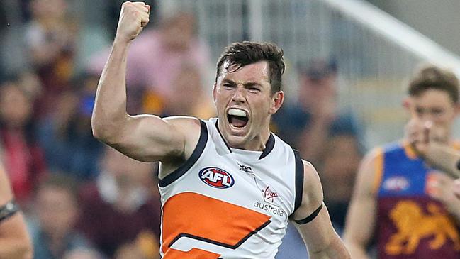 Brent Daniels celebrates after kicking the matchwinning goal.