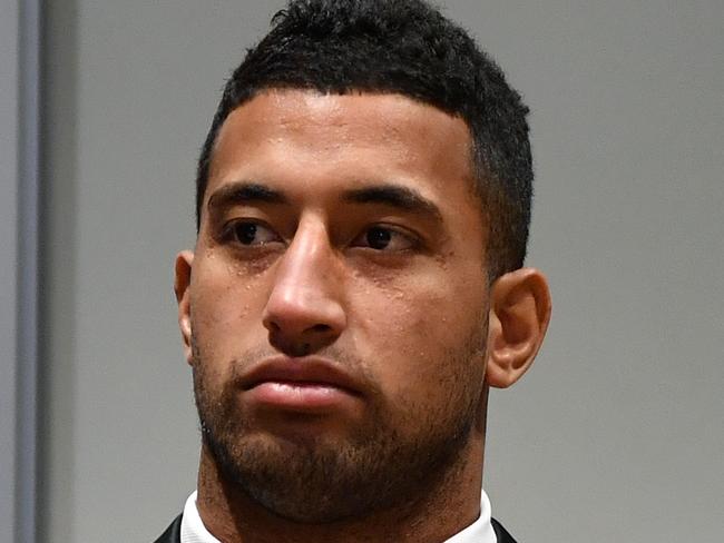 Penrith Panthers player Viliame Kikau attends a judiciary hearing at NRL Rugby League Central in Sydney, Tuesday, July 23, 2019. (AAP Image/Joel Carrett) NO ARCHIVING