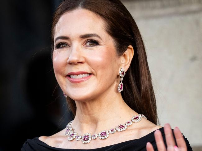 Queen Mary of Denmark arrives for a performance at the Royal Theatre's Old Stage as part of celebrations to mark Princess Isabella of Denmark's 18th birthday, in Copenhagen on April 15, 2025. Princess Isabella of Denmark's 18th birthday is on Monday, April 21. (Photo by Ida Marie Odgaard / Ritzau Scanpix / AFP) / Denmark OUT