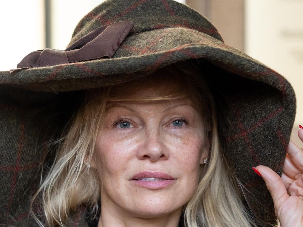 A make-up free Pamela Anderson at Paris Fashion Week in September. Picture: Arnold Jerocki/Getty Images