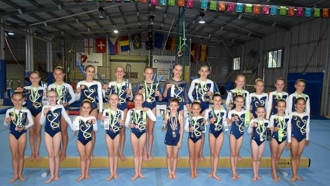Wide Bay Gymnastics Club gymnasts who competed at the Gymfinity Invitational in Bundaberg. Picture: Brendan Bowers