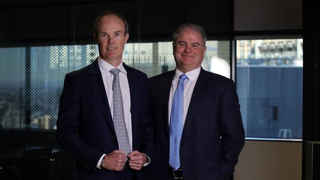 Magellan chairman Hamish Douglass and CEO Brett Cairns. Picture: Jane Dempster