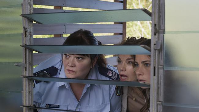 Katrina Milosevic, Sigrid Thornton and Brooke Satchwell in a scene from the 2019 revival of TV series SeaChange. Supplied by Channel 9.