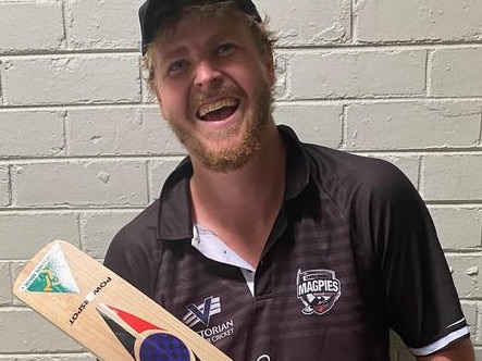 Chris Thewlis after his double-century against Kingston Hawthorn.