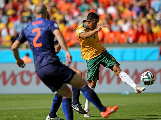 Tim Cahill brilliant volley goal for Australia during the 2014 FIFA World Cup Brazil Group B match between Australia and Netherlands.