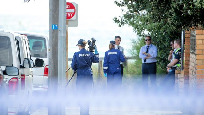 Forensic police at the scene. Picture: Mark Stewart