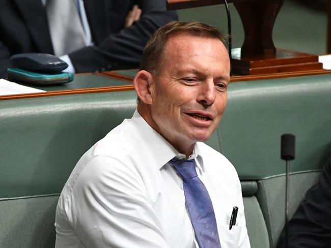 Mr Abbott in the House of Representatives at Parliament House in Canberra on Monday. Picture: AAP