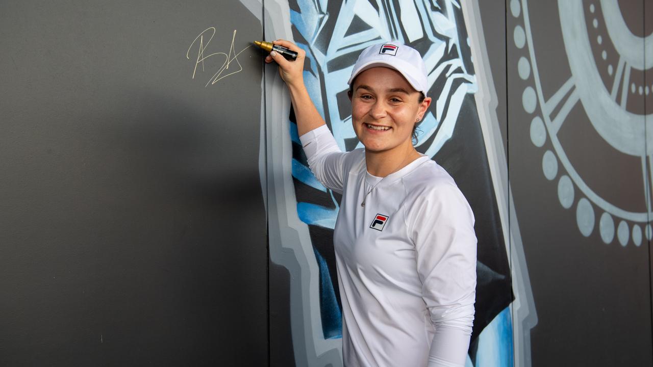 Ash Barty joined Evonne Goolagong Cawley to surprise hundreds of kids at the National Indigenous Tennis Carnival. Picture: Pema Tamang Pakhrin