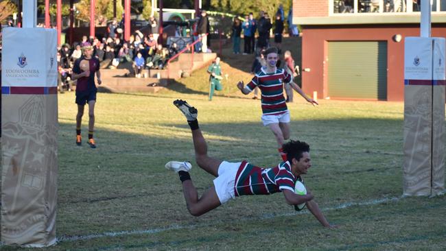 Aaron Hinch scoring a deadly try against TAC for Scots (Photo: Scots PGC)