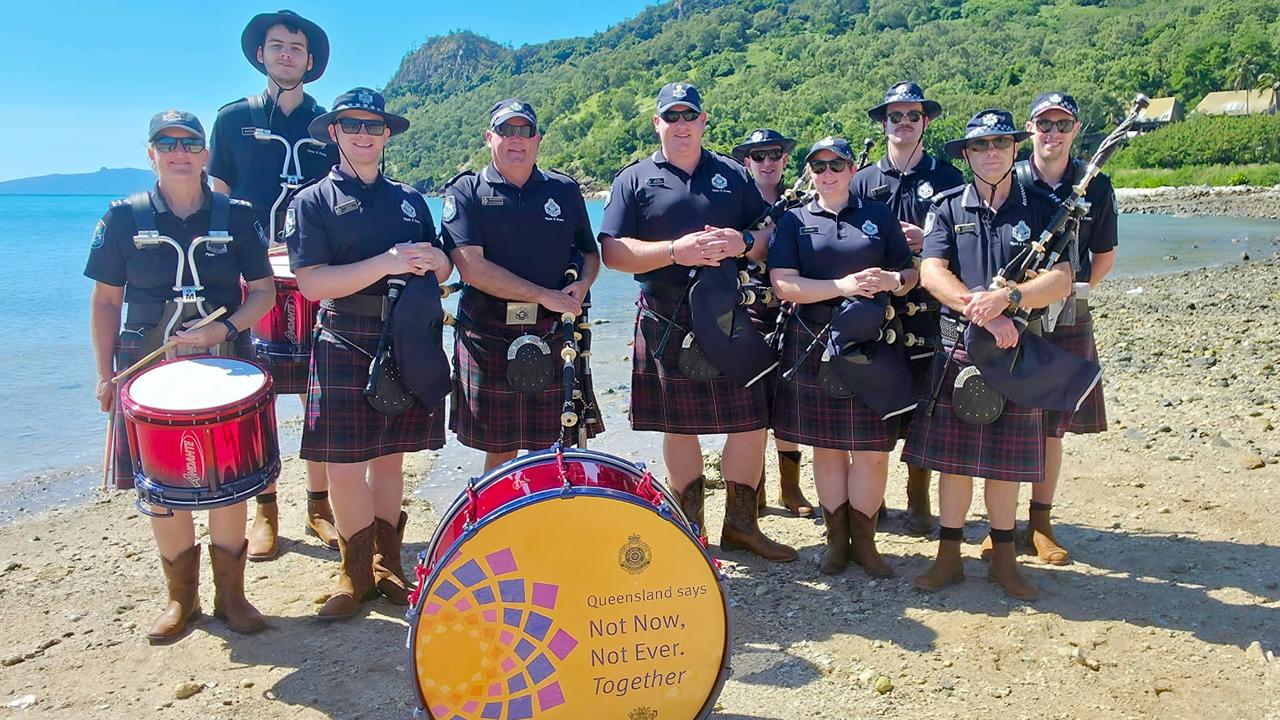 Sun, sand, kilts, and bagpipes: Band’s unusual tour stop