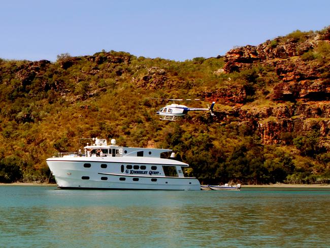 The Kimberley Quest II explores the rugged coastline.