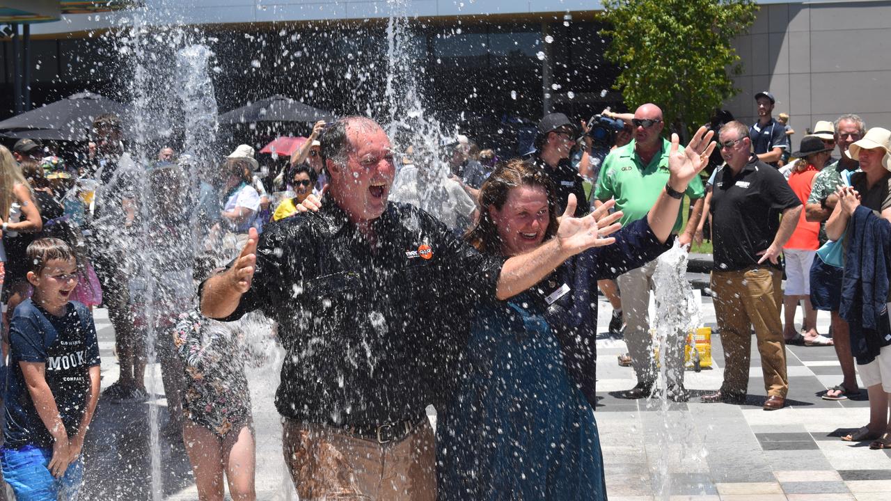 Ipswich mayor Teresa Harding and Paul 'Campo' Campion from River 94.9 at the official opening of Tulmur Place.