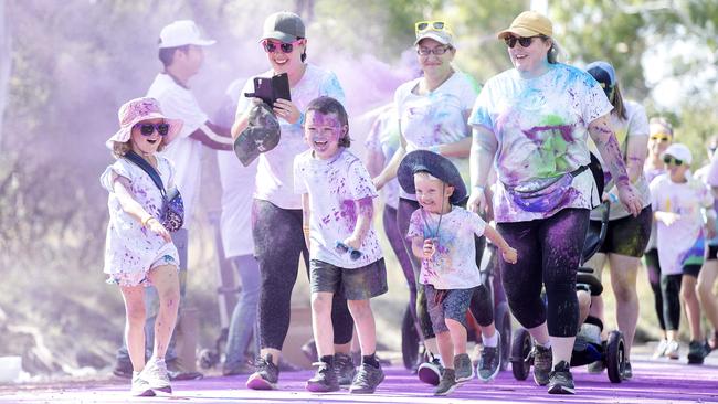 Colour Frenzy is holding an event in Coffs Harbour this weekend. Pictured here is the 5K Colour Frenzy at Hobart’s Queens Domain earlier this year. Picture:Chris Kidd