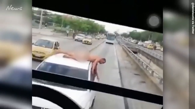 Wife Forces Cheating Husband To Lie Naked On Car In Public Street