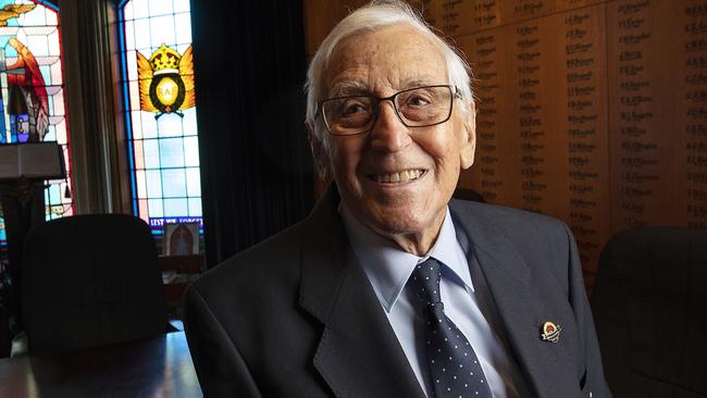 Commemorative medallion presentation to Brian Winspear (WW2 RAAF veteran)/75th anniversary of Victory in the Pacific Day at the RAAF Association Building, Hobart. Picture Chris Kidd