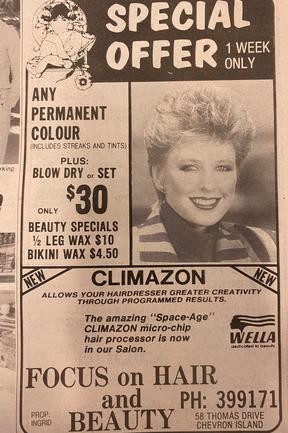 $30 for a haircut. Advertisements from the Gold Coast Bulletin, July 1985