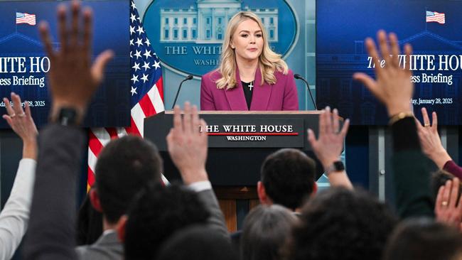 White House Press Secretary Karoline Leavitt speaks to reporters. Picture: AFP.