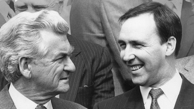 PM Bob Hawke with his Treasurer Paul Keating.