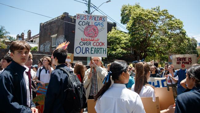 Some teachers joined the rally, having used the opportunity as a teaching exercise. Picture: NCA NewsWire / Nikki Short