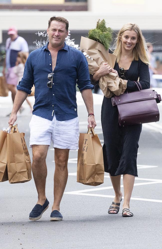  Karl Stefanovic and his new bride Jasmine Yarbrough out shopping in Sydney. Picture: Matrix 