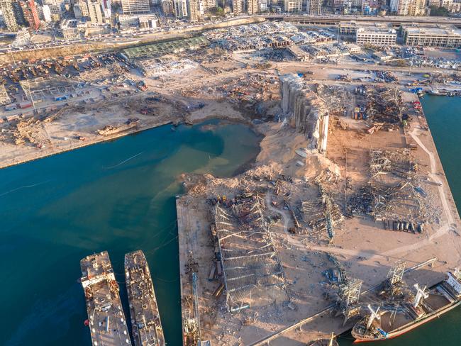 An aerial view of ruined structures at Beirut’s port. Picture: Haytham El Achkar/Getty Images