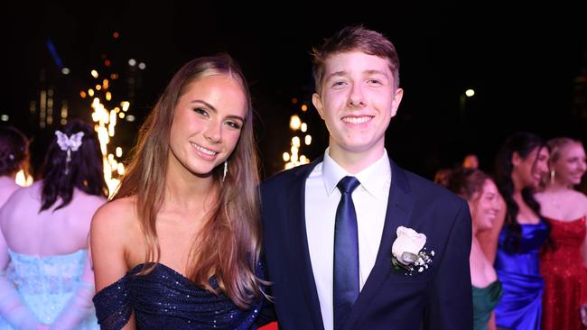Jasmine Cocks and Lewis Wright at the Emmanuel College class of 2025 formal at HOTA for Gold Coast at Large. Picture, Portia Large.