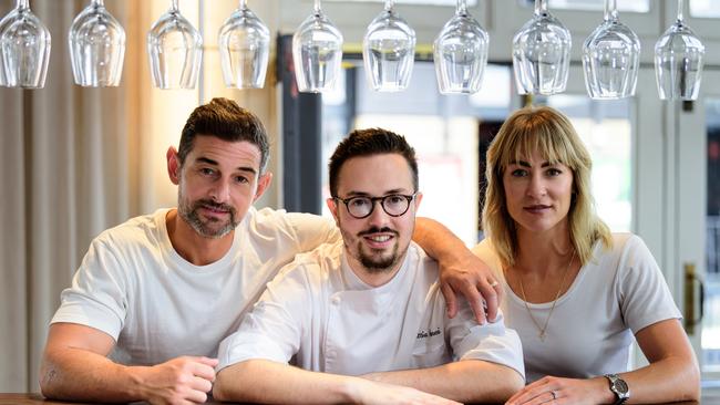 Husband and wife team Tanja and Anthony Arienzale, with chef Mattia Senesi (centre) will open Secolo Balmain on December 1.