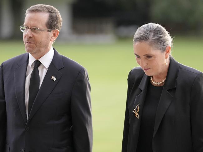 Israel's President Isaac Herzog, left, arrives for a State Reception For Heads Of State at Buckingham Palace. Picture: Getty Images.