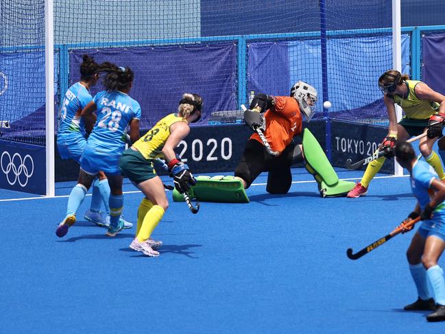 Gurjit Kaur scores for India. Picture: Getty Images