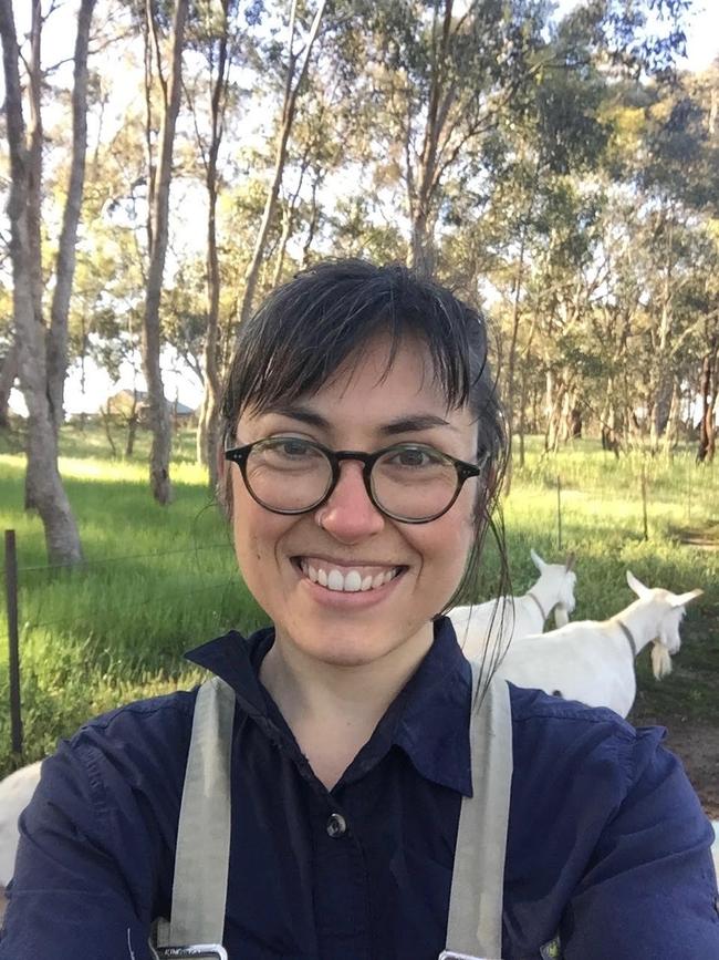 Sophia Christoe is a goat dairy farmer at Trentham. Picture: Supplied