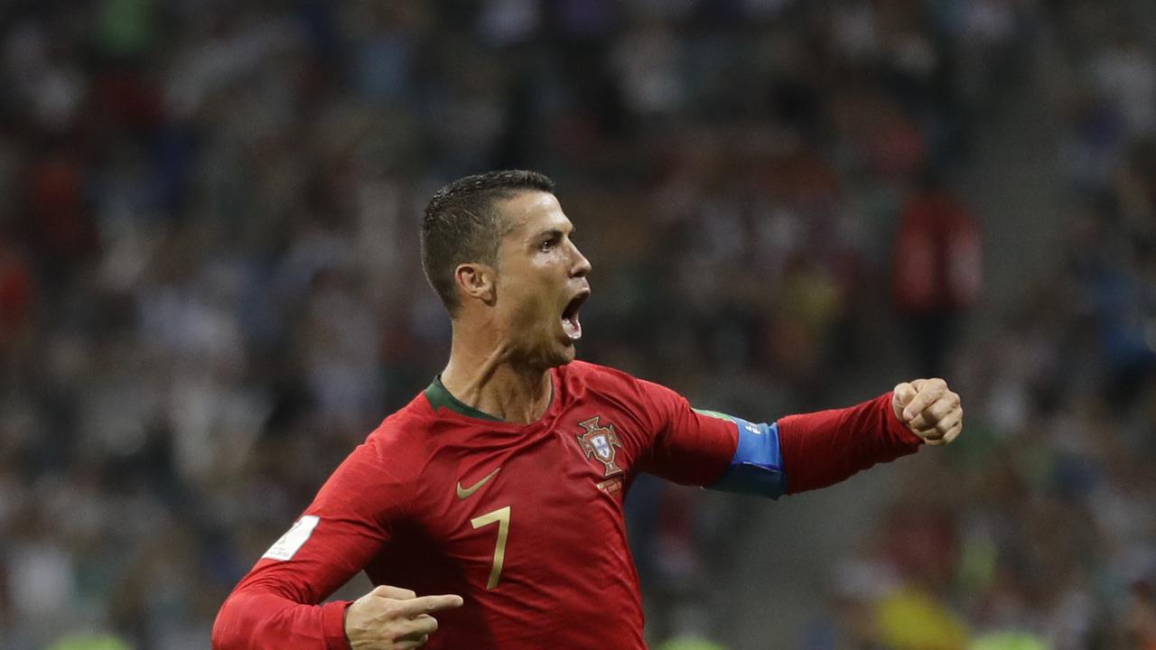 Portugal's Cristiano Ronaldo celebrates his side's third goal