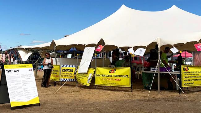 Pill testing stand at Rainbow Serpent Festival held in January.