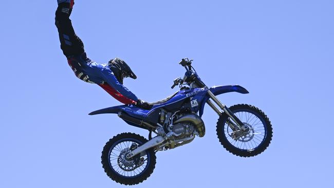 Insane motocross jumps were also performed. Picture: NCA NewsWire / Martin Ollman