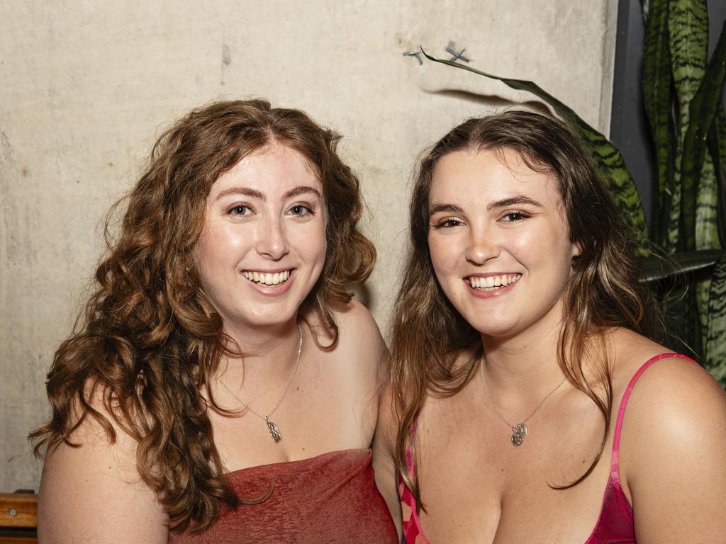 Lara Jukes (left) and Chloe Doran celebrate New Year's Eve at The Rock, Tuesday, December 31, 2024. Picture: Kevin Farmer