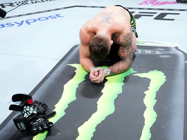 Crute took his gloves off after his defeat to Alonzo Menifield. Picture: Jeff Bottari/Zuffa LLC/Getty Images