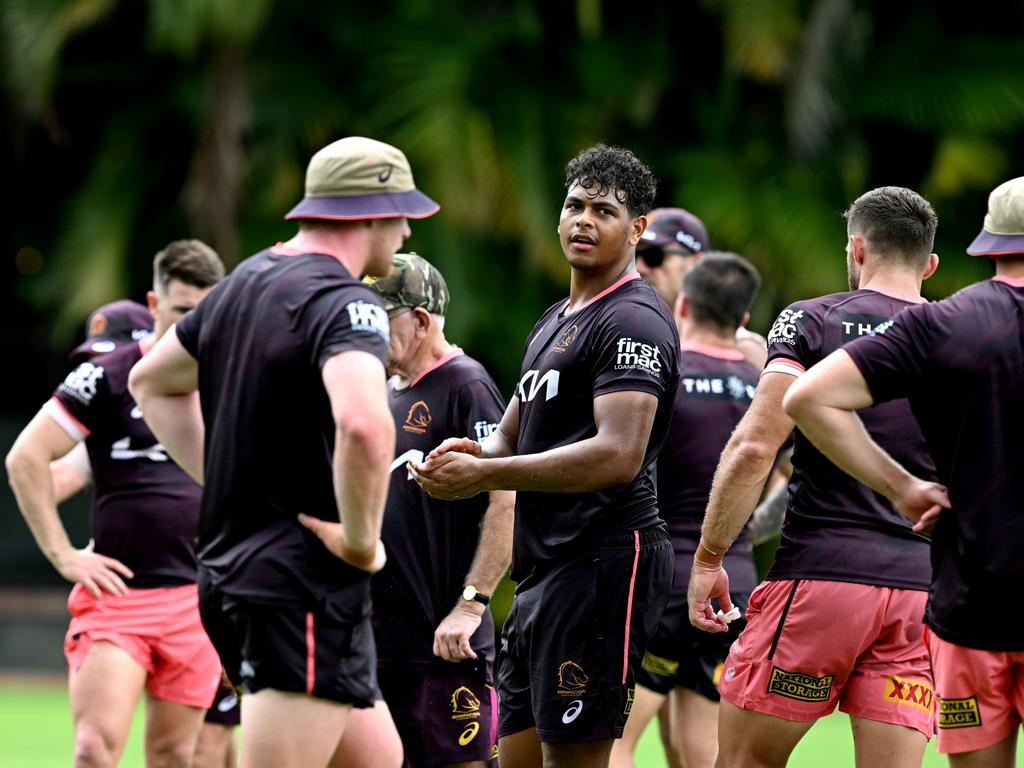 The Broncos train at Red Hill. Picture: Bradley Kanaris/Getty Images