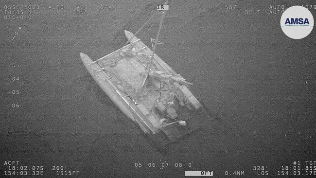 AMSA image of damaged catamaran. Picture: AMSA