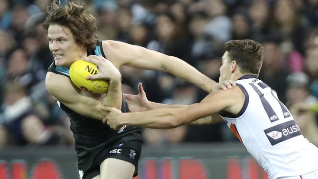 Port Adelaide wingman Jared Polec is destined to move to North Melbourne on a $3.5 million offer he cannot refuse. Picture: Sarah Reed